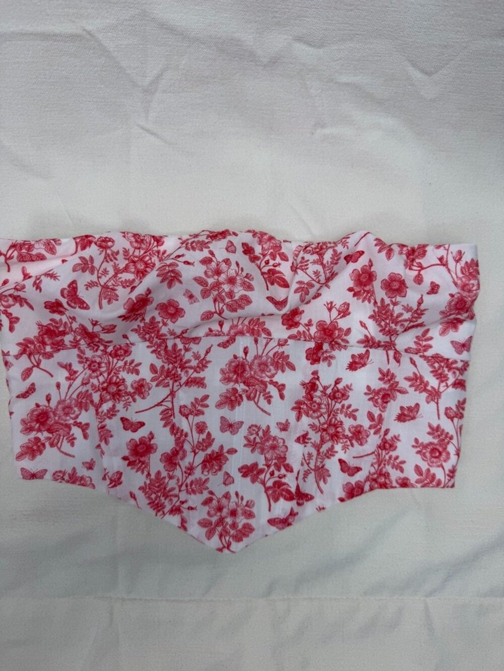 Princess Polly Tate Red White Floral Toile Strapless Corset Top Size US 6